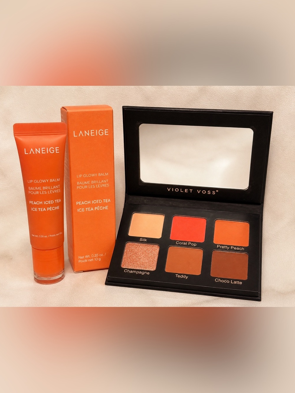 Peachy Glow Set 🍑 Laneige Lip Balm + Violet Voss Eyeshadow Palette NEW